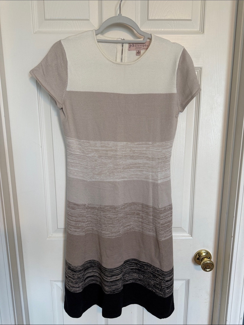 Philosophy Neutral-Tone Striped Knit Dress